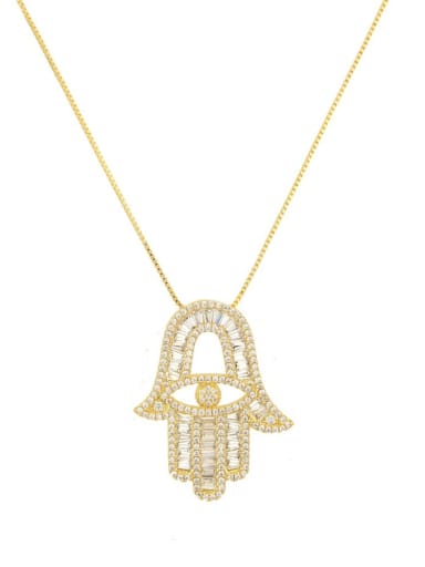Brass Cubic Zirconia Hand Of Gold Dainty Necklace