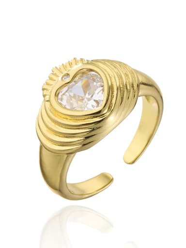 12260 Brass Cubic Zirconia Heart Vintage Band Ring