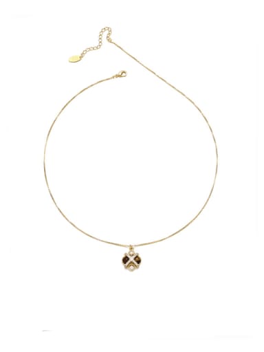 Brass Imitation Pearl Flower Vintage Necklace