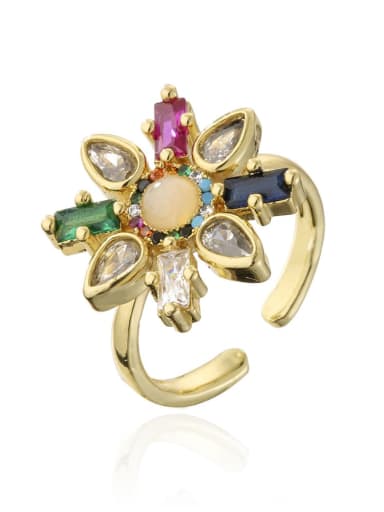 12277 Brass Cubic Zirconia Flower Vintage Band Ring