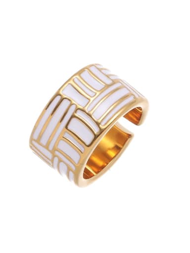 Drip Oil Ring Titanium Steel Enamel Geometric Bohemia Band Ring