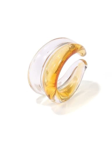 Caramel color Glass  Multi Color Geometric Trend  Transparent Contrasting Colors Double Line Stackable Ring