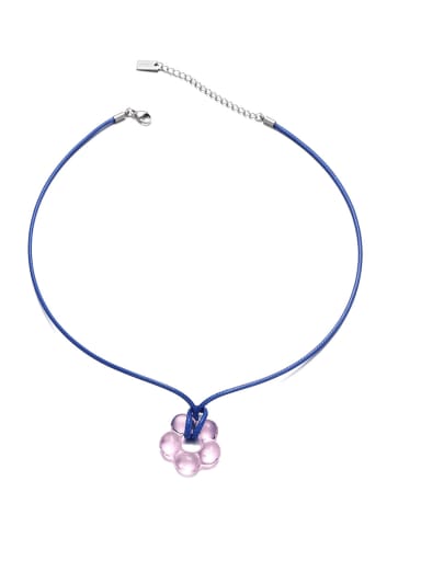 custom Stainless steel Glass Stone Cotton thread Geometric Minimalist Necklace