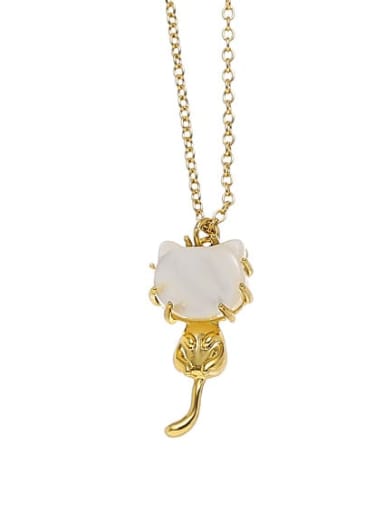 Brass Shell Cat Minimalist Necklace