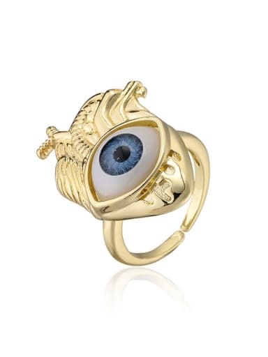 11255 Brass Enamel Evil Eye Vintage Band Ring