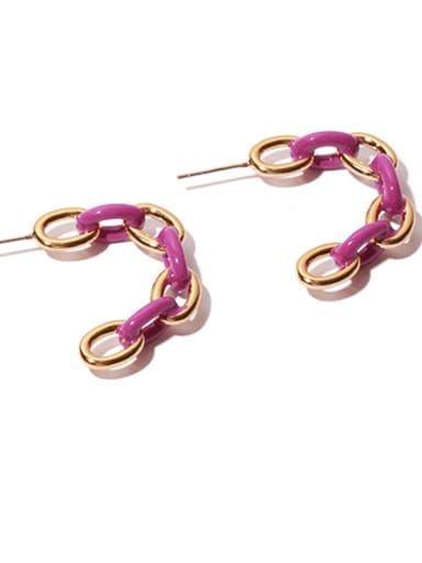 Brass Enamel Hollow Chain  Minimalist Drop Earring