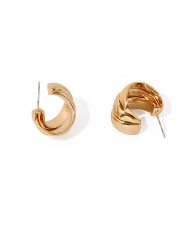 Brass Smooth Irregular Vintage Stud Earring