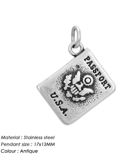 stainless steel flat bottom charm book pendant diy jewelry accessories