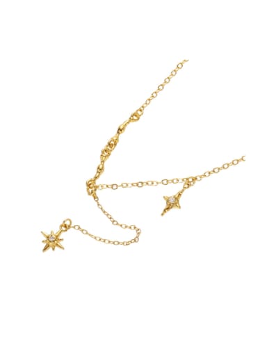 Brass Cubic Zirconia Star Vintage Lariat Necklace