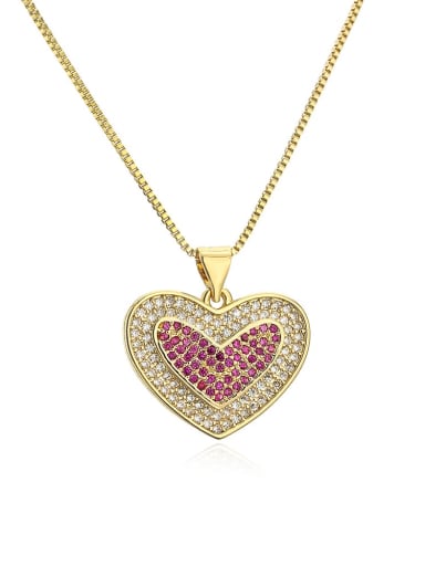 22861 Brass Cubic Zirconia Heart Minimalist Necklace