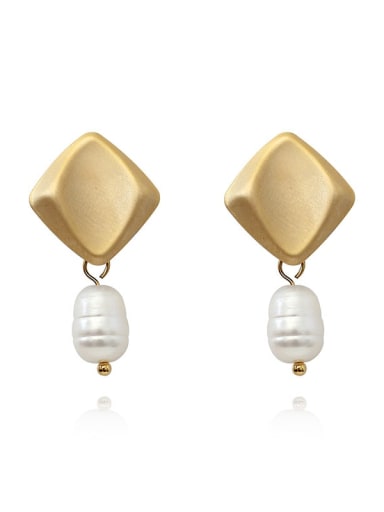 Dumb gold Copper Freshwater Pearl Geometric Minimalist Drop Trend Korean Fashion Earring