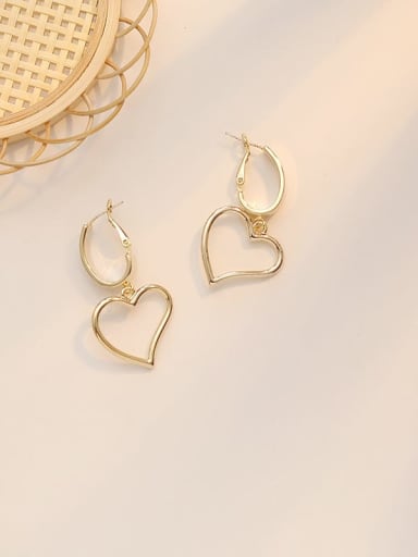 14K gold Copper Hollow Heart Minimalist Huggie Trend Korean Fashion Earring
