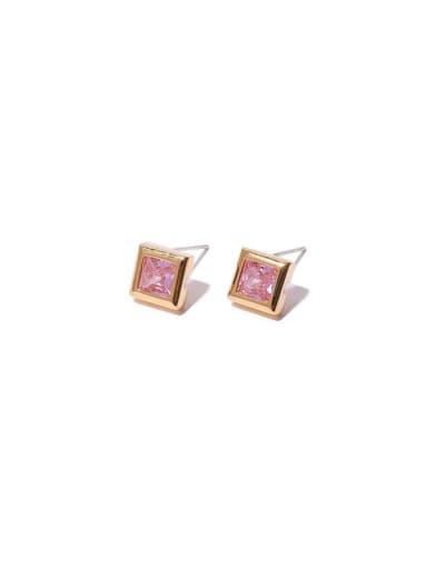 Pink zircon Brass Cubic Zirconia Geometric Minimalist Stud Earring