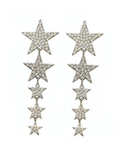 Brass Cubic Zirconia Star Ethnic Drop Earring