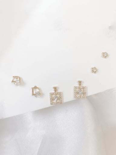 Brass Cubic Zirconia Geometric Minimalist Perfume Bottle Set Stud Earring