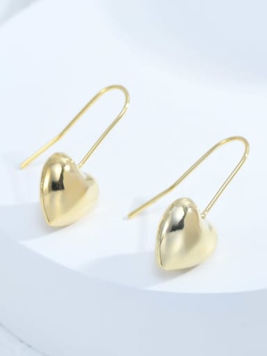Brass Heart Minimalist Hook Earring