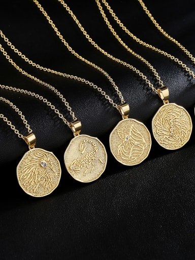 Brass Constellation Vintage Round Pendant Necklace