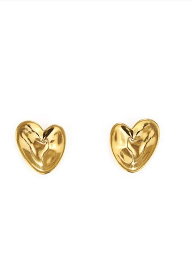 Brass Smooth Heart Vintage Stud Earring