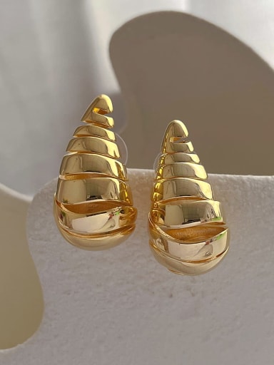 Q265 Gold Brass Water Drop Trend Stud Earring