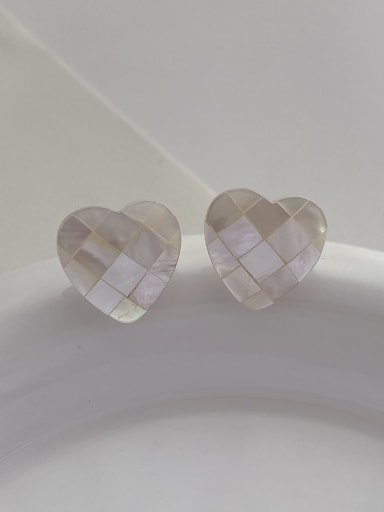 Brass Shell Heart Minimalist Stud Earring