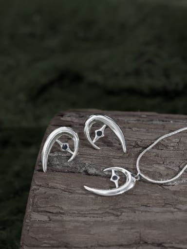 custom Brass Minimalist Moon  Earring and Necklace Set