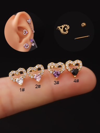 Brass Cubic Zirconia Heart Cute Single Earring (Single Only One)