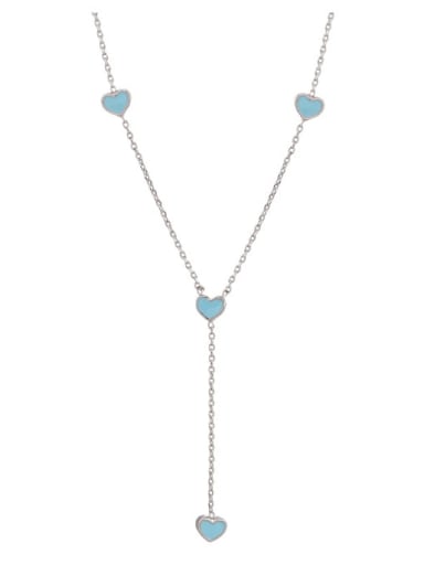 Brass Enamel Heart Minimalist Lariat Necklace