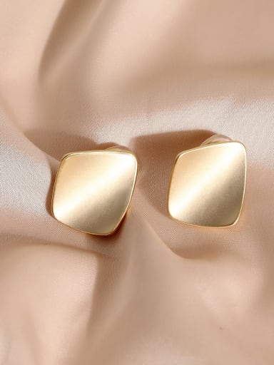 Brass Smooth Square Minimalist Clip Earring