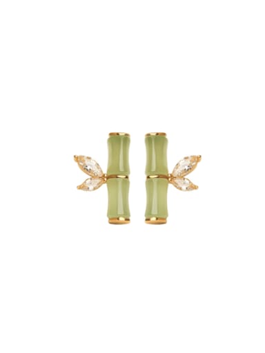 Brass Resin Irregular Cute Bamboo Knot Stud Earring