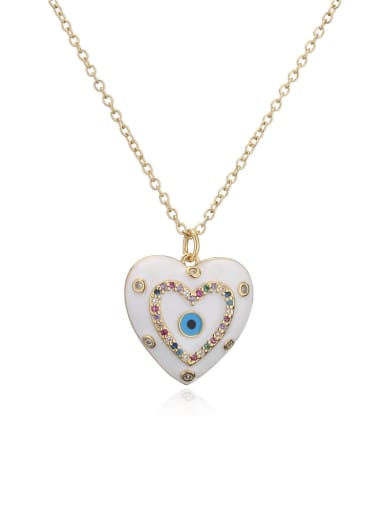 21426 Brass Enamel Vintage Heart  Pendant Necklace