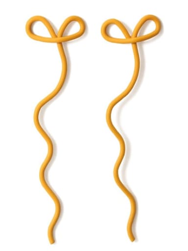 yellow Brass Enamel Bowknot Cute Threader Earring