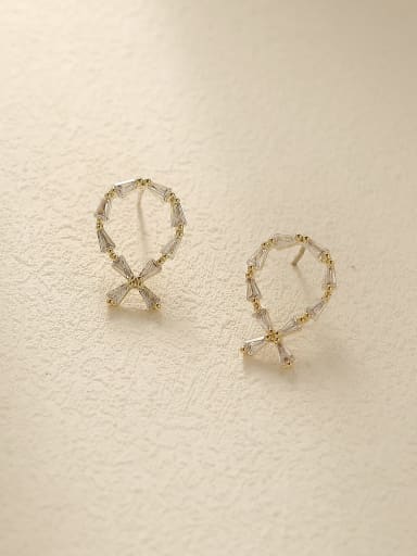 Brass Cubic Zirconia Geometric Vintage Stud Trend Korean Fashion Earring