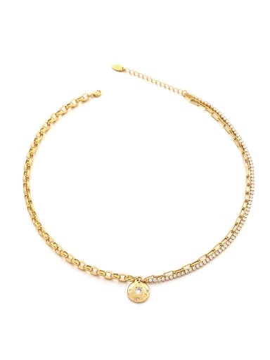 Gold necklace Brass Cubic Zirconia Geometric Vintage Necklace