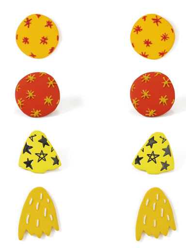 Alloy Enamel  Cute  Cartoon yellow star geometric wings Stud Earring