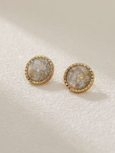 14K gold rice white Brass Resin Geometric Vintage Stud Earring