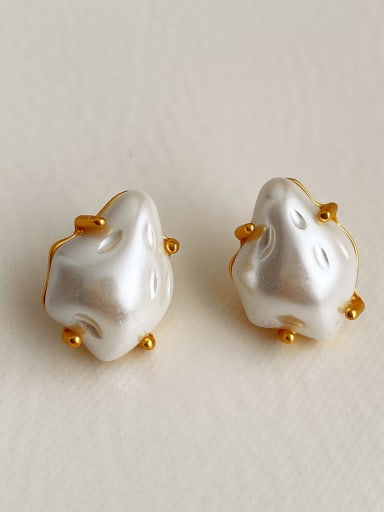 G176 Pearl Earrings S925 silver needle Alloy Resin Geometric irregular Vintage Stud Earring/Multi-Color Optional