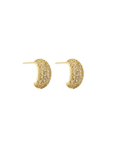 Brass Cubic Zirconia Geometric Minimalist Stud Earring