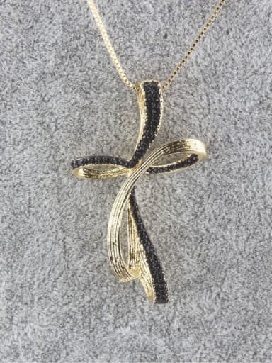 Brass Cubic Zirconia Cross Minimalist Initials Necklace