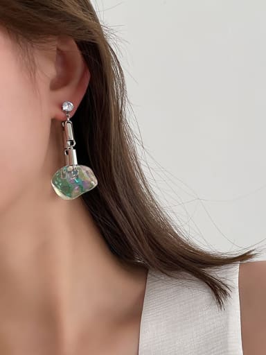 Silver Colorful S925 silver needle Alloy Resin Geometric Statement A two-piece Drop Earring