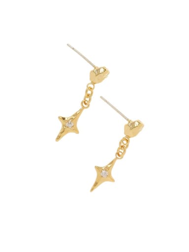 Brass Cubic Zirconia Cross Minimalist Drop Earring