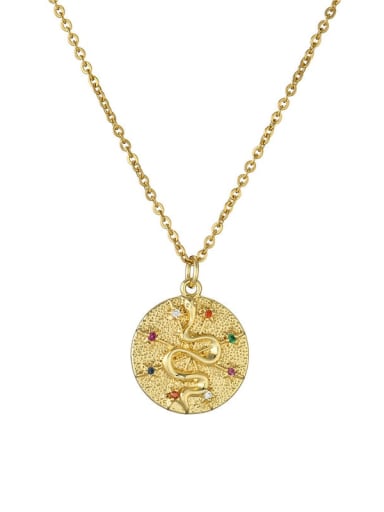 20294 Brass Rhinestone Snake Vintage Necklace