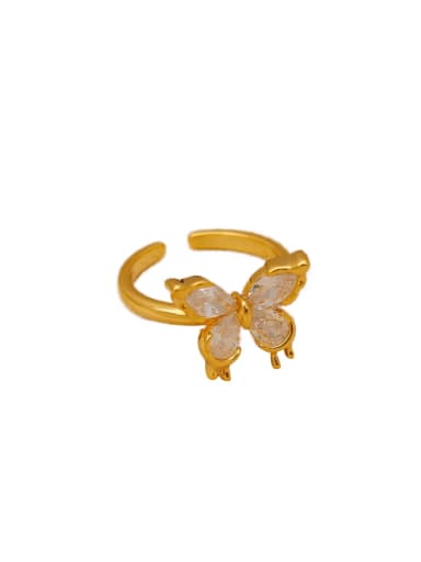 Brass Cubic Zirconia Butterfly Trend Band Ring