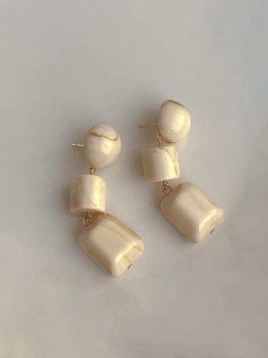 Beige earrings Brass Resin Geometric Vintage Drop Earring