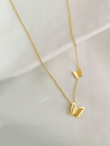 14K  gold Brass Butterfly Dainty Trend Korean Fashion Necklace