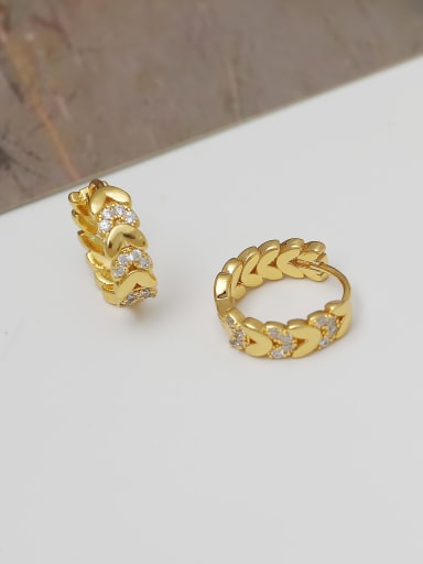 Brass Cubic Zirconia Geometric Minimalist Huggie Earring