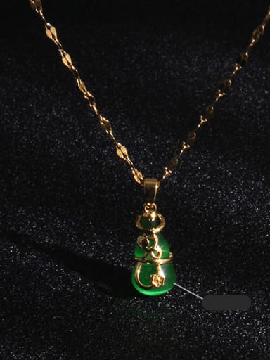 Copper  Glass Stone Irregular Trend Gourd Pendant Necklace