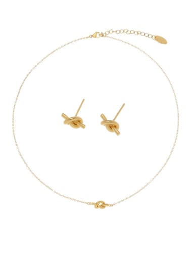 Brass Minimalist Bowknot  Earring and Necklace Set