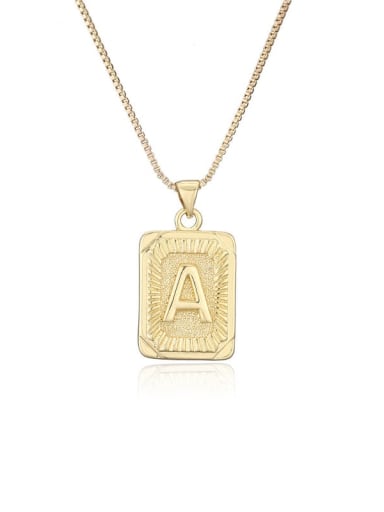 Brass Letter Hip Hop Geometry Pendant Necklace