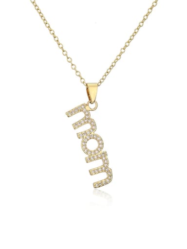21714 Brass Cubic Zirconia Letter Vintage Necklace