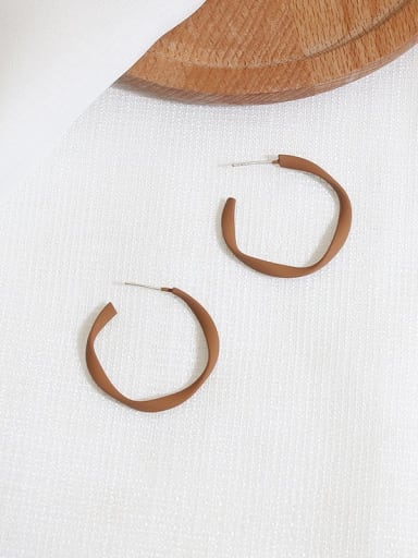 Copper Enamel Round Minimalist Hoop Trend Korean Fashion Earring